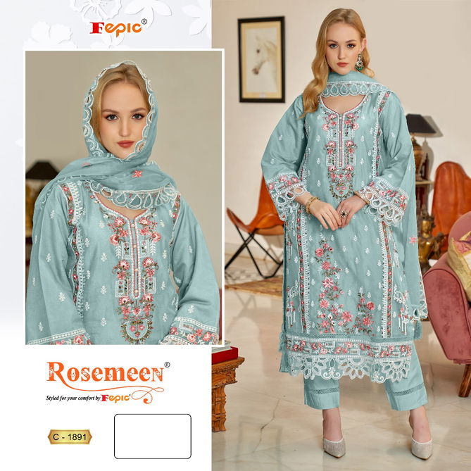 C1891 Rosemeen By Fepic Organza  Embroidery Pakistani Suits Orders In India